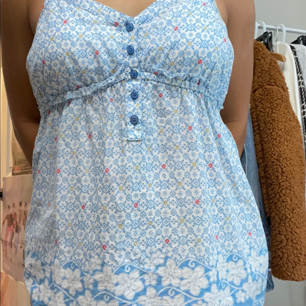 Blue and white tank top by SO wear it declare it